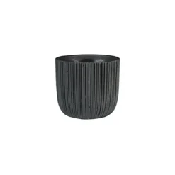 Vogue Black Linear Indoor Plant Pot - Ceramic. (H11 X W12 Cm)