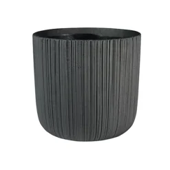 Vogue Black Linear Indoor Plant Pot - Ceramic. Large (H20 X W21 Cm)