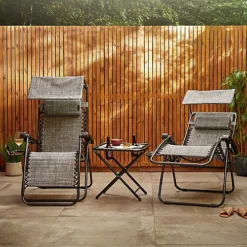 VonHaus Canopy Zero Gravity Chairs & Side Table Set, Set Of 2 Weather Resistant Folding Textoline Recliner Loungers With Sun Shade 7 VonHaus Canopy Zero Gravity Chairs & Side Table Set, Set Of 2 Weather Resistant Folding Textoline Recliner Loungers With Sun Shade -Outsunny Garden Zone vonhaus canopy zero gravity chairs side table set set of 2 weather resistant folding textoline recliner loungers with sun shade5056115796302 04c MP