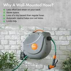 VonHaus Hose Reel, 20m Wall Mounted Hose Reel For Garden, Retractable Hose Reel Auto Rewind, Includes Wall Fixings, 180 Pivot -Outsunny Garden Zone vonhaus hose reel 20m wall mounted hose reel for garden retractable hose reel auto rewind includes wall fixings 180 pivot5056115701467 03c MP