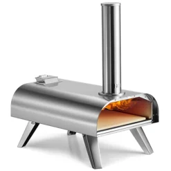 VonHaus Pizza Oven Outdoor, Tabletop Pizza Oven W/ Pizza Stone, Removable Chimney, Steel Foldable Legs, 13 Inch Pizza