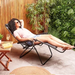 VonHaus Zero Gravity Chair, Textoline Folding Sun Lounger, Heavy Duty Foldable Sunlounger W/ Headrest & Powder Coated Steel Frame -Outsunny Garden Zone vonhaus zero gravity chair textoline folding sun lounger heavy duty foldable sunlounger w headrest powder coated steel frame5060192529968 03c MP