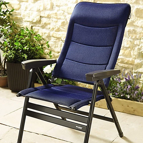 Westfield Extra Strong & Wide Garden Recliner Chair - Navy Padded Foldable Garden Sun Lounger - L125 X W70 X H69cm 2 Westfield Extra Strong & Wide Garden Recliner Chair - Navy Padded Foldable Garden Sun Lounger - L125 X W70 X H69cm - Image 2