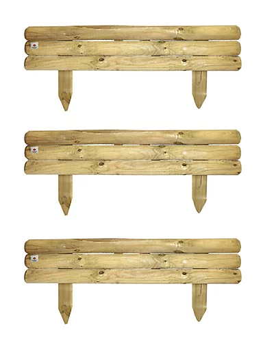 Wooden Garden Fixed Border Lawn Edging Horizontal Panels Log Roll 210mm High Pack Of 3 1 Wooden Garden Fixed Border Lawn Edging Horizontal Panels Log Roll 210mm High Pack Of 3