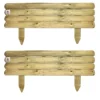 Wooden Garden Fixed Border Lawn Edging Horizontal Panels Log Roll 280mm High Pack Of 2