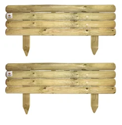Wooden Garden Fixed Border Lawn Edging Horizontal Panels Log Roll 280mm High Pack Of 2