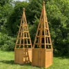 Wooden Garden Obelisk Planter With Liner (Set Of 2)