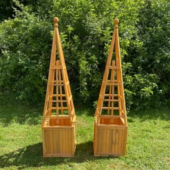 Wooden Garden Obelisk Planter With Liner (Set Of 2) 6 Wooden Garden Obelisk Planter With Liner (Set Of 2) -Outsunny Garden Zone wooden garden obelisk planter with liner set of 2 5060266596346 03c MP