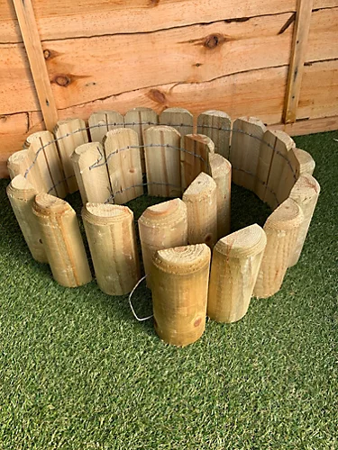 Wooden Lawn Log Roll Edging (H)15cm X (L)180cm X (D)5cm 4 Wooden Lawn Log Roll Edging (H)15cm X (L)180cm X (D)5cm - Image 4