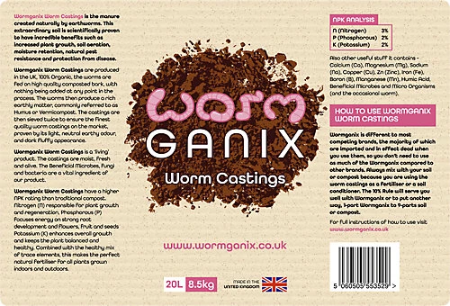Wormganix 20 Litre Bag Premium Worm Castings Vermicompost Organic Moist Fresh 2 Wormganix 20 Litre Bag Premium Worm Castings Vermicompost Organic Moist Fresh - Image 2
