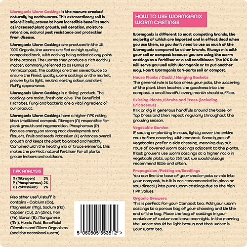 Wormganix 3 Litre Pouch Premium Worm Castings Vermicompost Organic Moist Fresh 2 Wormganix 3 Litre Pouch Premium Worm Castings Vermicompost Organic Moist Fresh - Image 2