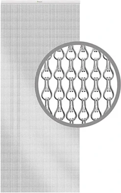 Xterminate Aluminium Fly Blind Door Screen Chain Curtain Silver With Spare Chains & Fixtures, For Buisness And Home