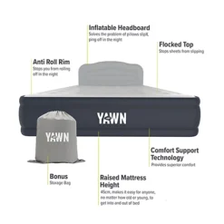 Yawn Air Bed Deluxe - King Air Bed + Fitted Sheet -Outsunny Garden Zone yawn air bed deluxe king air bed fitted sheet5060784672706 03c MP