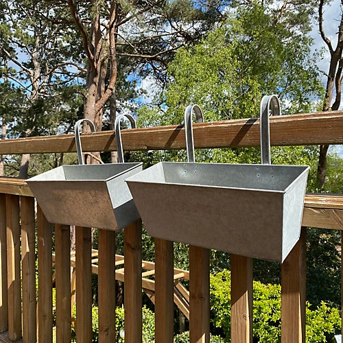 Zinc Balcony Hanging Planters (Set Of 2) 2 Zinc Balcony Hanging Planters (Set Of 2) - Image 2